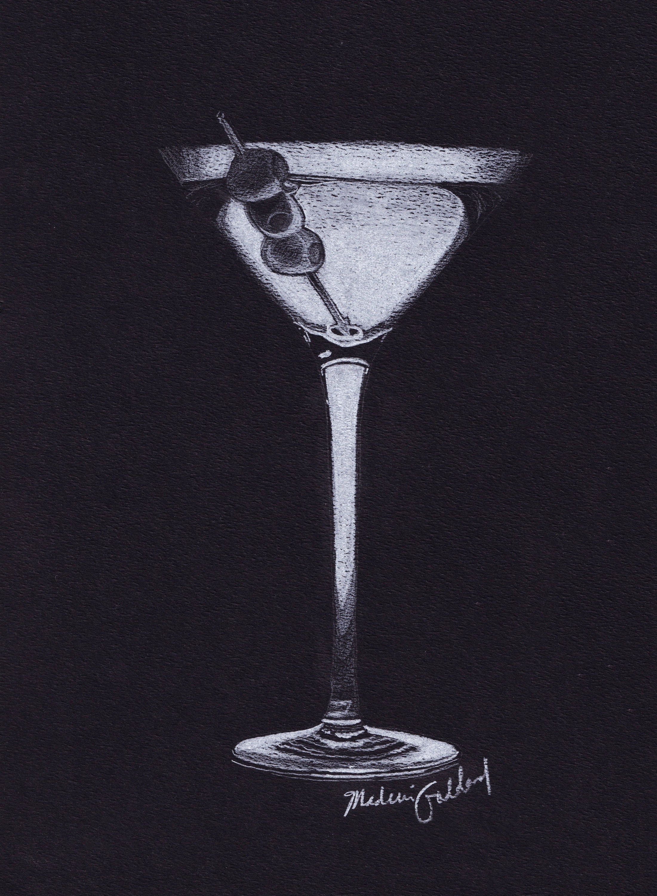 Martini Art Print Martini Drawing Food and Drink Sketch Etsy