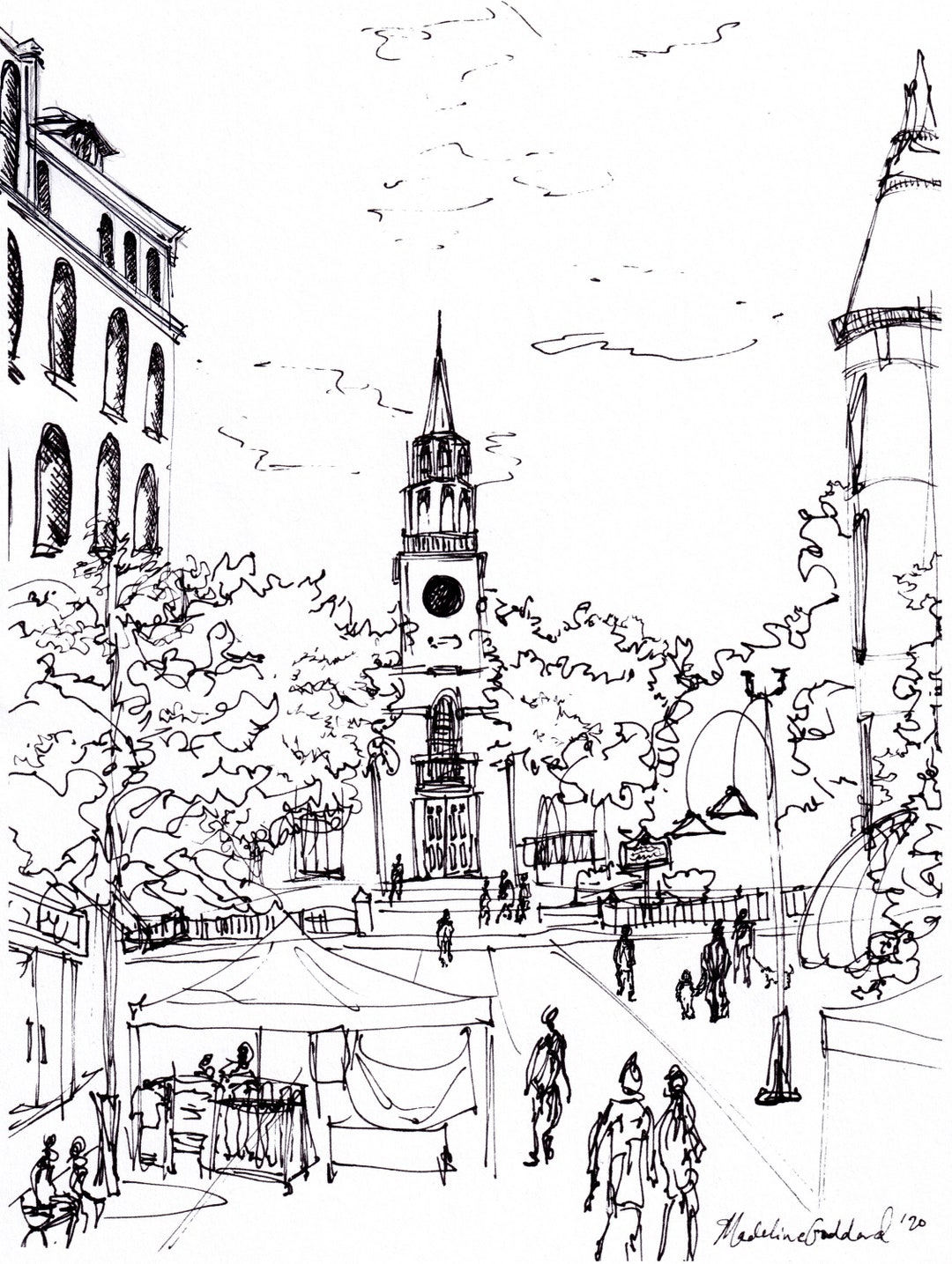 Church Street Art Print, Burlington VT, Vermont Art, Vermont Prints