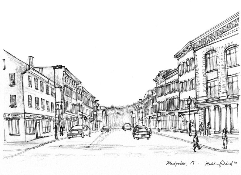 Montpelier VT Art Print Montpelier Sketch Vermont Art Etsy France