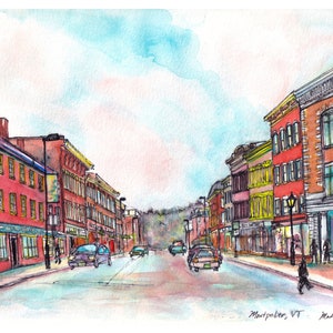 Montpelier VT Art Print, Vermont Art, Vermont Art Prints, State St Vermont, Montpelier VT, New England Art, Autumn Art, Fall Art, Vermont