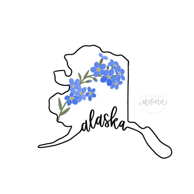 Alaska State Flower Sticker/ 3 x2.5 in / Etsy