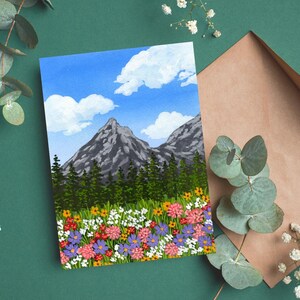 Wildflowers in the Pacific Northwest - 4x6 Postcard Gouache Painting, Illustration
