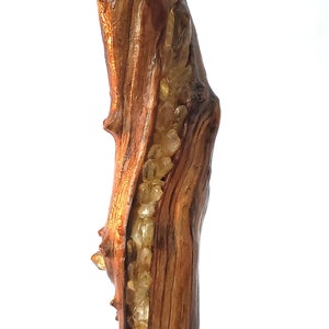 Quartz Crystal and Twisted Burl Cedarwood Bar Tap Handle - One of A Kind!