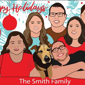AANGEPASTE KERSTKAART | Aangepaste illustratie | Creatieve kaart met huisdieren | Gepersonaliseerde familie | Groepsportret | Vakantieportret | Unieke kaart