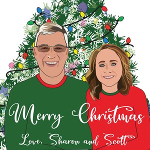 AANGEPASTE KERSTKAART | Aangepaste illustratie | Creatieve kaart met huisdieren | Gepersonaliseerde familie | Groepsportret | Vakantie | Kerstboomkaart