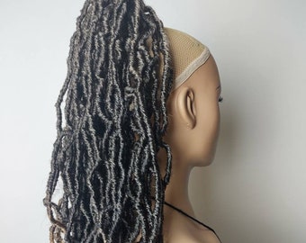 18" Faux Locs Crochet Drawstring Ponytail: Goddess Curly Wavy Hair