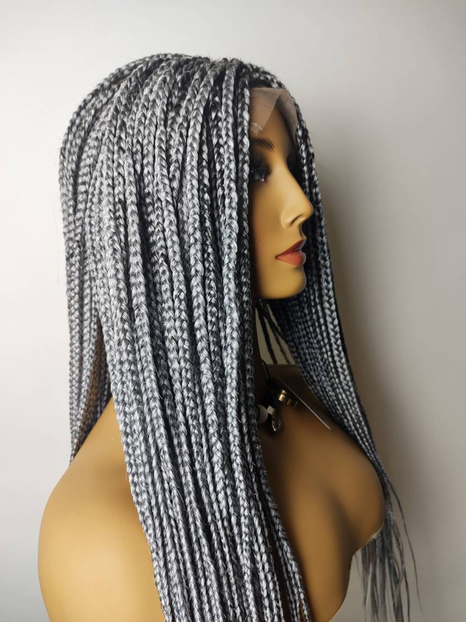 Gray Braided wig/ Gray Braided Wig for Black Women/44 lace Etsy