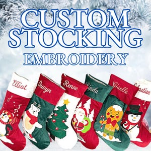 Personalized Christmas Stockings Fancy Velvet Stocking Embroidered Stocking for Holiday Applique Stocking with Name for Family Decoration