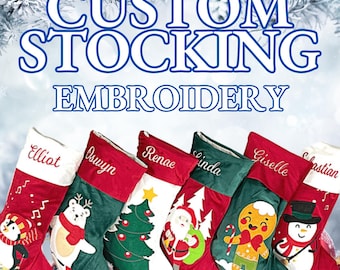 Personalized Christmas Stockings Fancy Velvet Stocking Embroidered Stocking for Holiday Applique Stocking with Name for Family Decoration