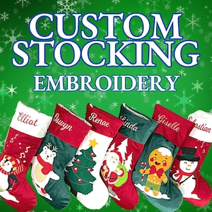 Personalized Christmas Stockings Fancy Velvet Stocking Embroidered Stocking for Holiday Applique Stocking with Name for Family Decoration