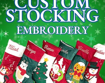 Personalized Christmas Stockings Fancy Velvet Stocking Embroidered Stocking for Holiday Applique Stocking with Name for Family Decoration