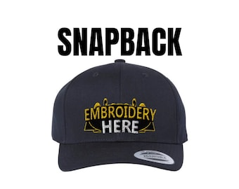Custom Personalized Embroidered Hats - Solid Yupoong Snapback - Hats with Your Own Text/Logo