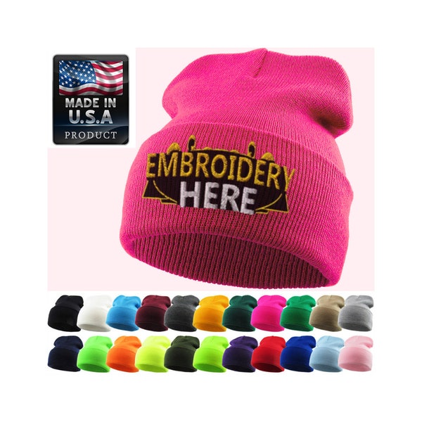 Custom Embroidered Beanie with Personalized Text/Logo, Design Your Own Funny/Creative/Professional Styled Beanie for Men & Women.