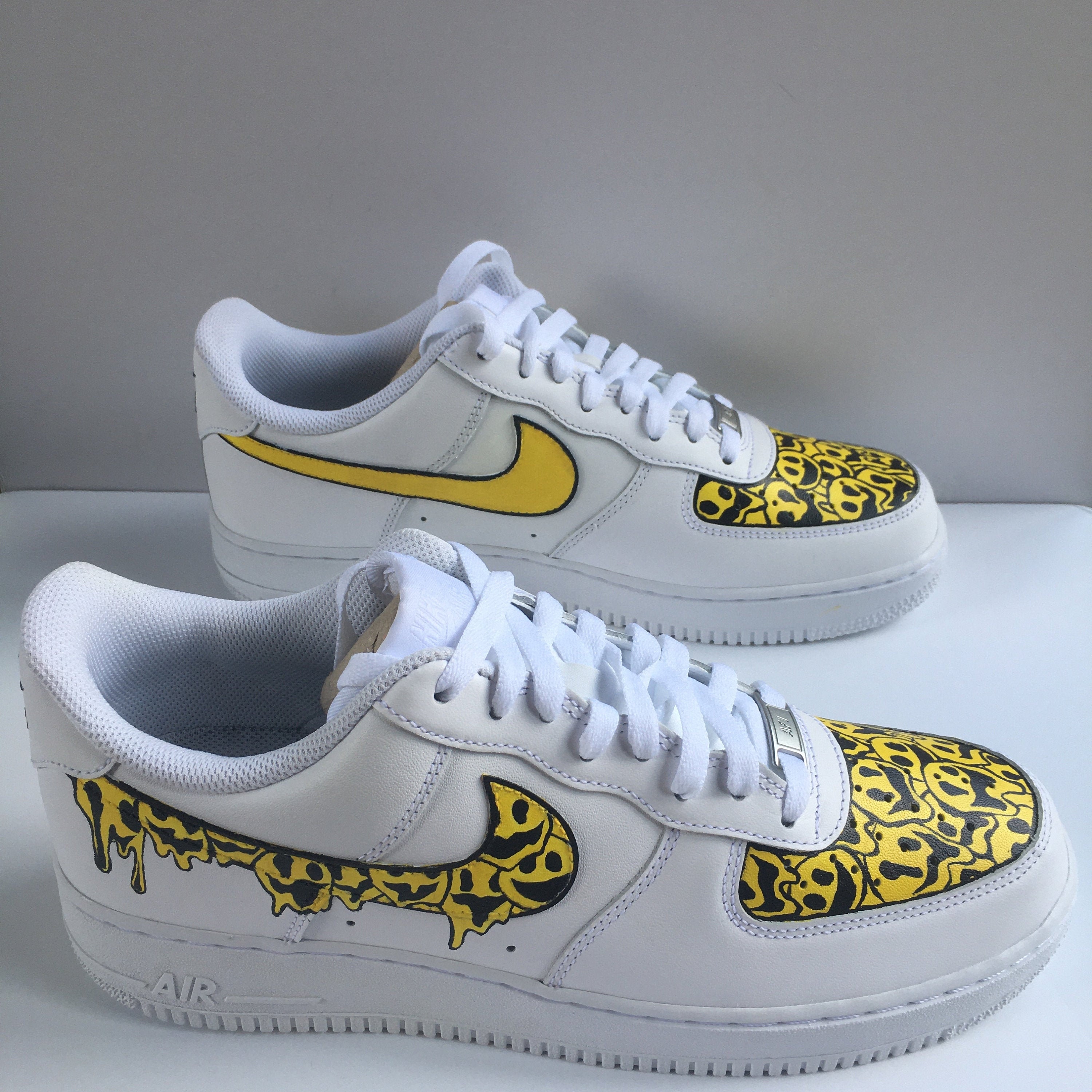 Nike Air Force 1 Low Custom Yellow Swoosh AF1 Unisex Shoes for Men Women