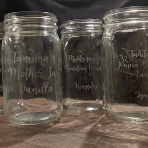 Custom Mason Jars - Etched Glass Personalized Jars - Custom Monogram or Logo Mason Jar Gift