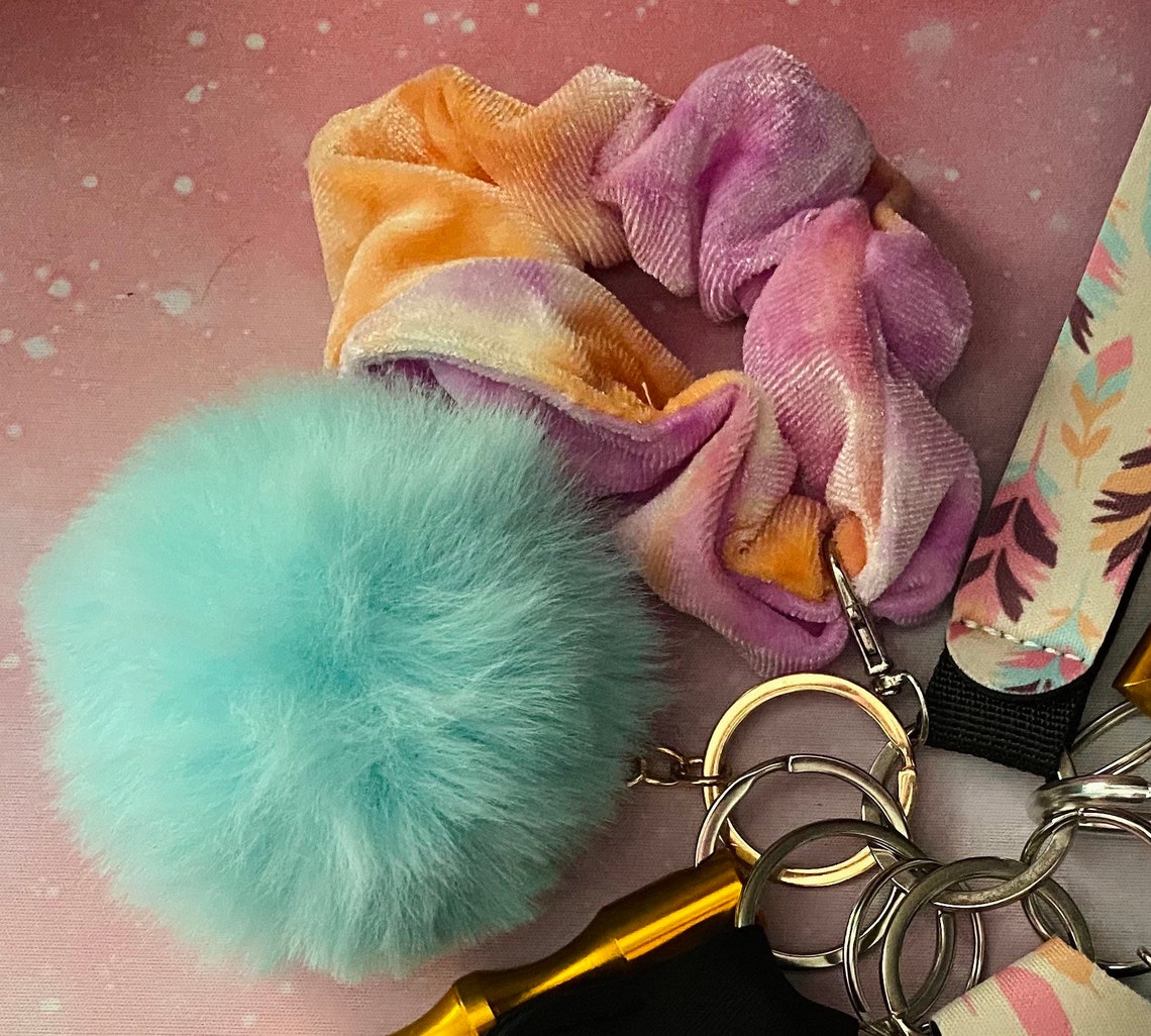 Faux Fur Pom Pom Keychain Etsy