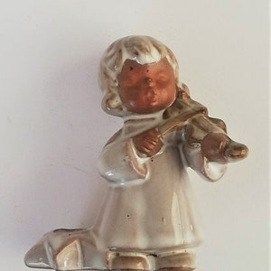 Vintage Christmas decorations, Christmas Angels, Ceramic Angel with violin, Candle holder, Christmas Decor, gift