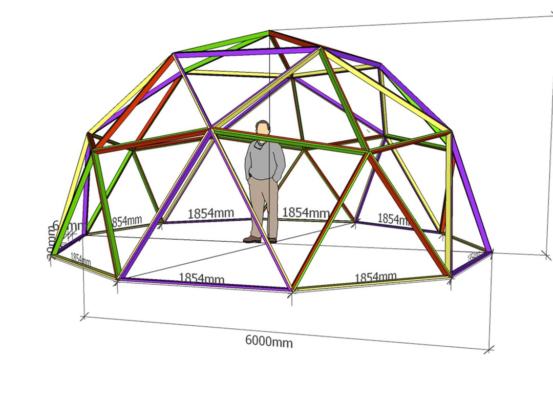 Descarga Digital: Domo Geodésico 20 Pies / 6 M Planos Sin Conectores  métrico Editable Sketchup Hoja De Instrucciones Ing / Spa 