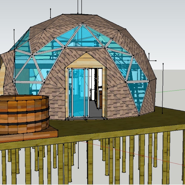 3D Geodesic Dome Model for Glamping | Tiny House | 67 sqm | DIY Floor Plan | SketchUp