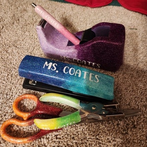 Custom Teacher supply sets/tape dispenser/stapler/scissors/hole punch/ pen