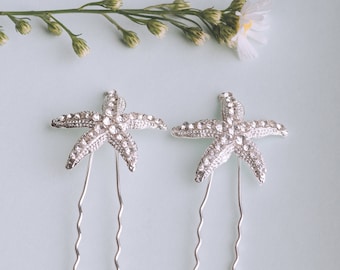 Silber Seestern Haarnadeln, Boho Braut, Haarschmuck, Haarnadeln, Boho Hochzeit, Silber Haarschmuck