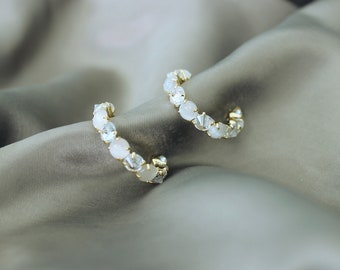 Strass Offene Ohrringe, 2 Töne Hoop Ohrringe, Schmuck Urlaub Geschenk