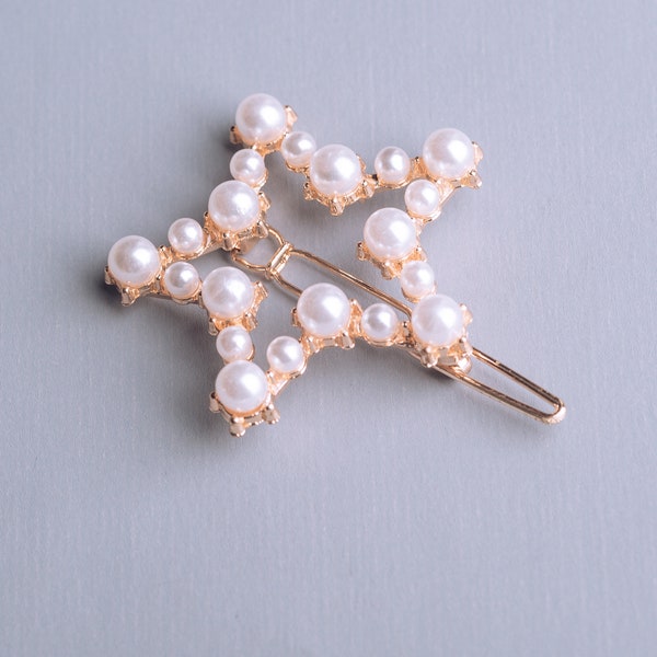 Star Hair Pin, Pearl Hair Pin, Pearly Star Hair Pin, Hair clips, Hair Accessories, Barrettes & Clips