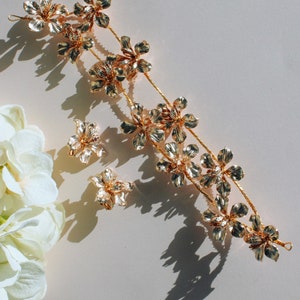 Gold Rose/Copper Floral Headpiece with Matching Earrings for Brides, Must Have Wedding Accessories!