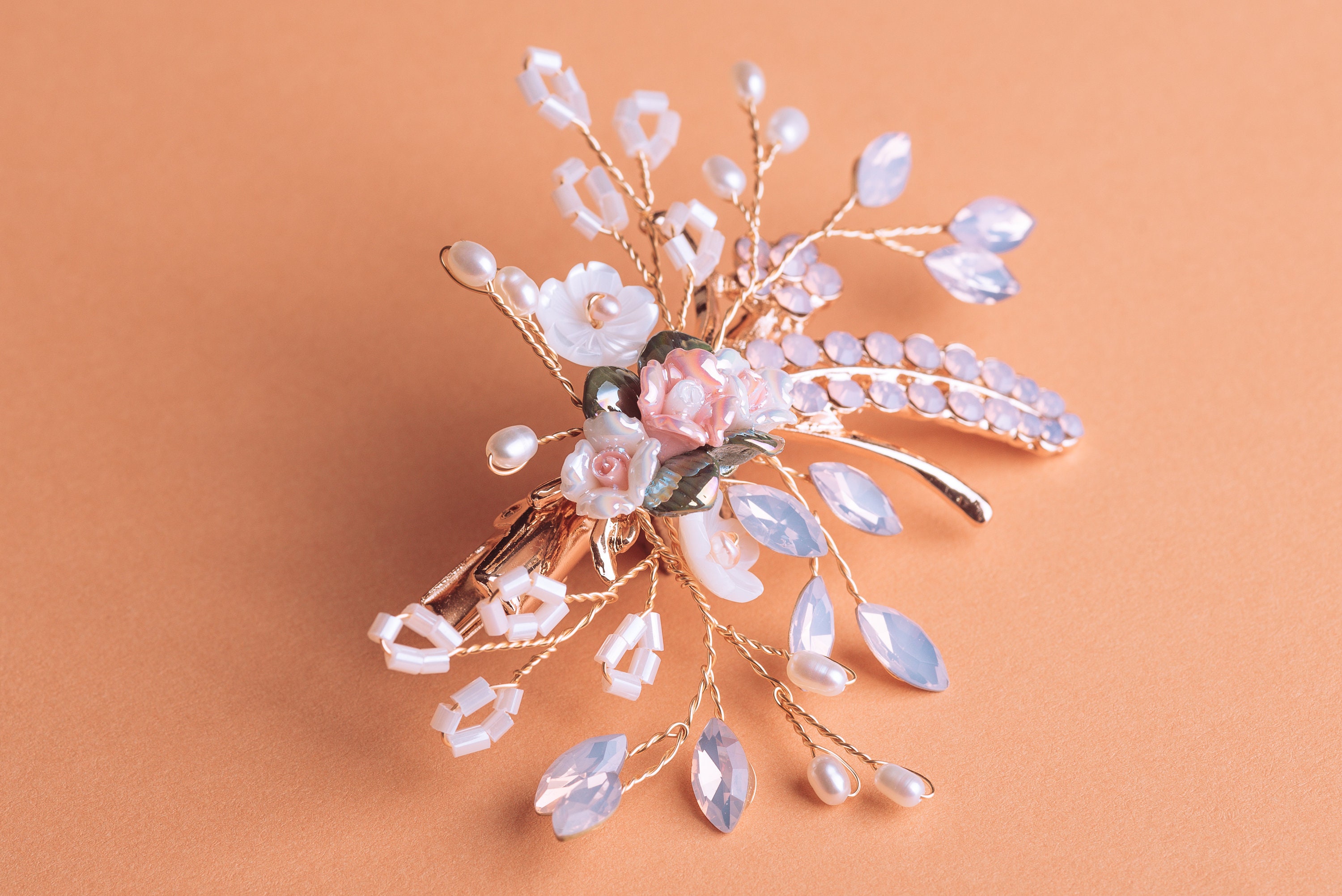 Wedding / bridal / formal rose gold hair clip floral IMG_7099.JPG?format=2500w main image 3