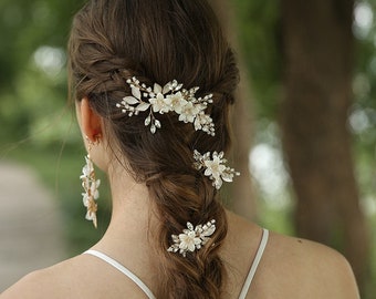 Handgemachte Braut Haarnadeln mit Perlen und Kristallen zum Hochzeitstag, Braut Haarnadeln
