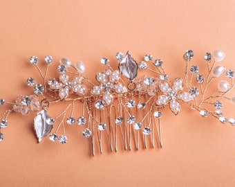Hochzeit Blumen Haarkamm, Blumen Haarkamm Accessoire, Perlen Haarkamm, Hochzeit Accessoire, Hochzeit Haarkamm, Hochzeit Kopfschmuck