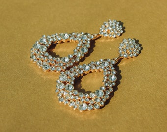 Glamouröse Funkelnde Kristall Strass Tropfen Ohrringe Perfekt für Hochzeiten, Brautjungfern, Mutter der Braut. Gold Wassertropfen Ohrringe