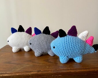 Gender Fluid Stuffed Dinosaur / Gender Fluid Amigurumi / Stuffed Animal