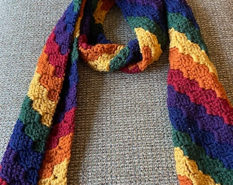 Rainbow / Gay Pride (Dark) - Corner-Stitch Scarf