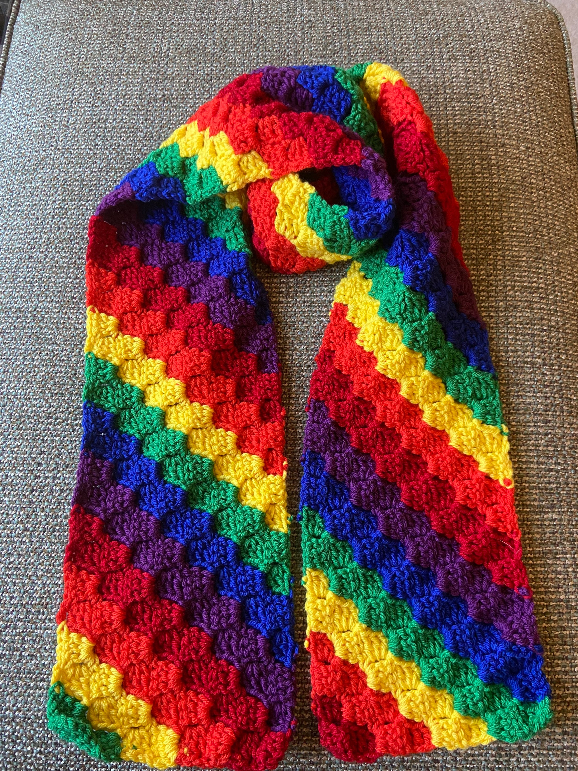 Bright Rainbow / Gay Pride Corner-Stitch Scarf | Etsy
