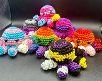 Pride Octopus (Small) Amigurumi / Stuffed Animal - asexual, pansexual, bisexual, gay (rainbow), lesbian, transgender, nonbinary