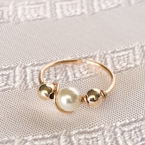 Solid Gold Nose Ring, Pearl Piercing Hoop, Indian Nose Ring, Crystal Pearl Hoop