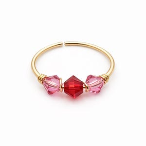 Ruby Swarovski Crystal 14K Gold Filled Nose Ring Hoop