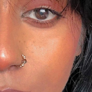 14k Gold Filled Nose Ring,Indian Nose Hoop,Solid Gold Snug Bohemian Hoop,Dainty Nose Jewelry,Beaded Piercing Ring