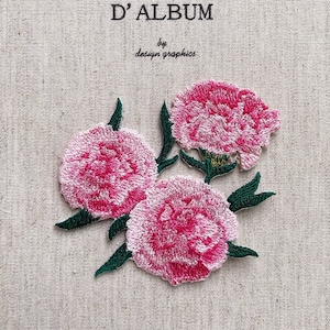 Blommönsterlapp, Rosa blommönsterlapp, Strykmärke med blommor, Broderad blomma