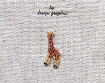 小さなキリンのワッペン、キリンの刺繍ワッペン