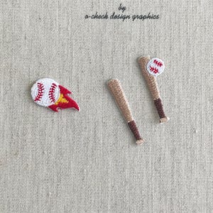 NEW! Tiny Baseball Embroidered Patch Iron On, Flaming Fireball Baseball Patch, Cute Baseball Bat Embroidered Applique