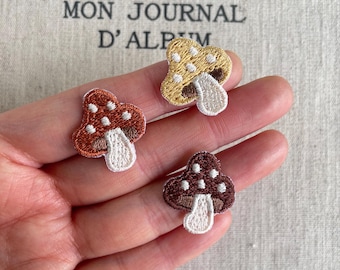 NEW! Tiny Mushroom  Patch, Mushroom Iron-on Patch, Mushroom Embroidered