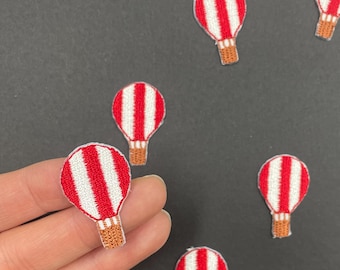 NEW! Tiny Parachute Iron on Patch, Striped Hot Air Balloon Patch, Travel Adventure Airborne Badge, Height 1.22" (31mm)