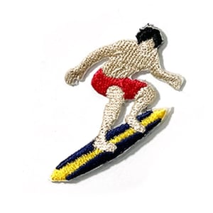 Man Surfing Patch, Surfboard Iron-On Patch, Surf Iron-On Badge, Sufer Embroidered