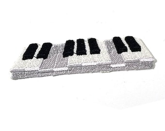 Piano Patch, Piano Keyboard Iron-On Patch, Piano Embroidered Applique,  Piano Embroidery Patch