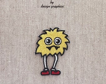 Yellow Monster Patch, Monster Iron-On Patch, Funny Monster Embroidery Patch