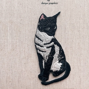 Toppa gatto nero, toppa ricamata gatto toppa termoadesiva