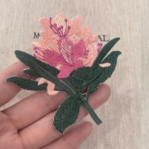 Pink Coral Flower Patch,  Flower Patch, Flower  Iron-on Patch, Flower Iron-On Badge, Flower  Embroidered