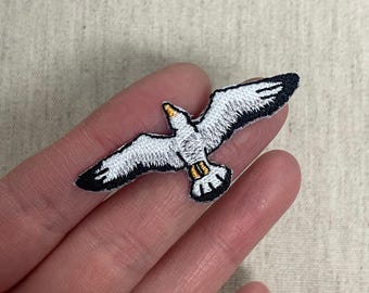 NEW! Small Flying Seagull Embroidered Patch, Bird Iron On Applique for Jacket Backpack Hat, gift for bird lovers
